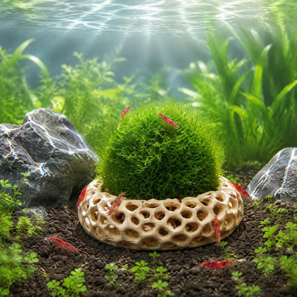 Planted Aquarium Anubias - ที่ซ่อนตัวสำหรับกุ้งแคระ 2 ชิ้น ถ้ำกุ้งสำหรับตู้ปลา ที่ซ่อนตัวทรงกลมสำหรับกุ้งแคระเชอร์รี่ มอสส์